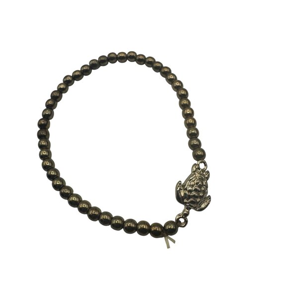 Turtle Charm Gold Beaded Stretch Bracelet Simple minimalist - Picture 4 of 4